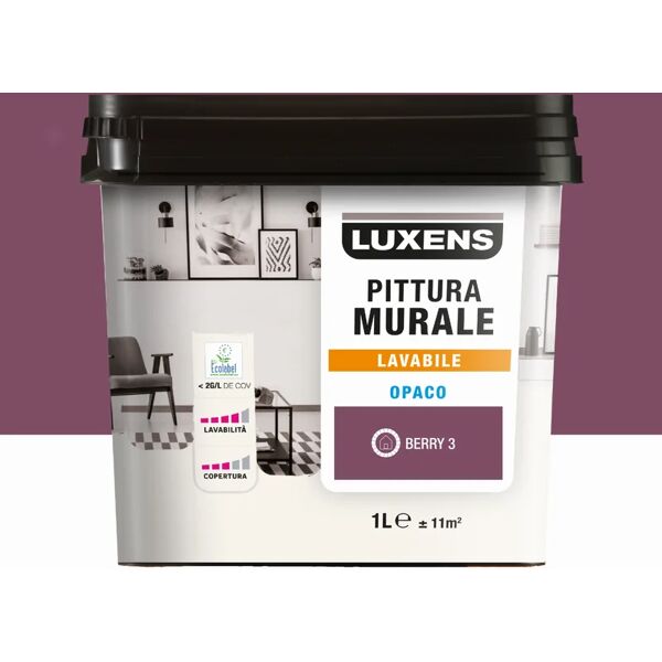 luxens pittura per interni lavabile,  opaca viola berry 3 opaco, 1 l