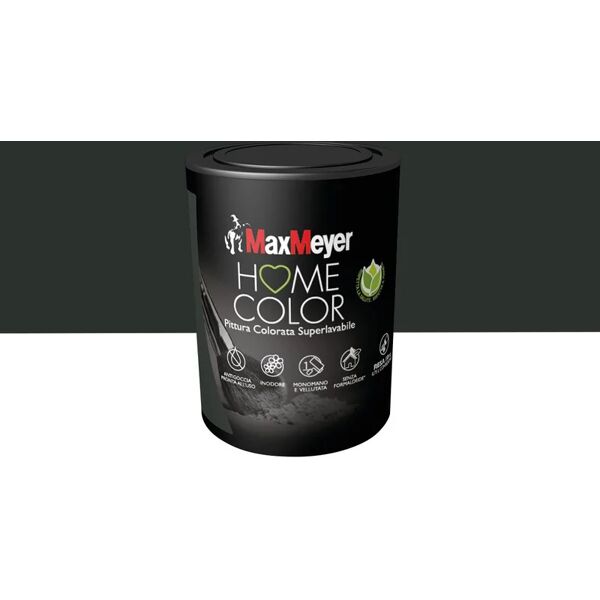 maxmeyer pittura per interni super lavabile,  home color nero opaco, 0.75 l