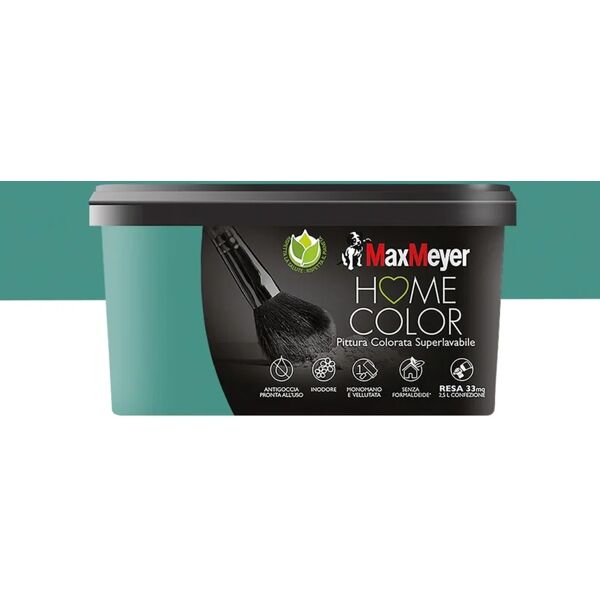 maxmeyer pittura per interni super lavabile,  home color verde pavone opaco, 2.5 l