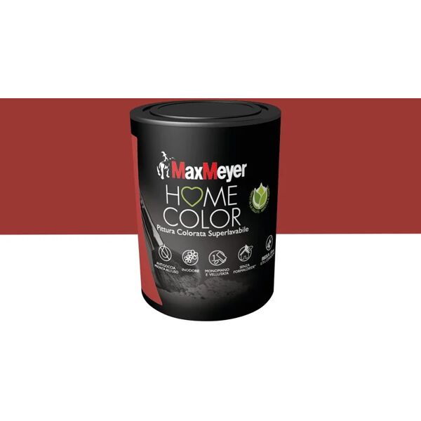 maxmeyer pittura per interni super lavabile,  home color rosso scarlet opaco, 0.75 l