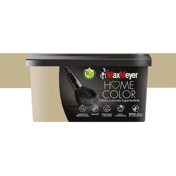 maxmeyer pittura per interni super lavabile,  home color beige dune opaco, 2.5 l