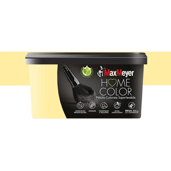 maxmeyer pittura per interni super lavabile,  home color giallo avocado opaco, 2.5 l