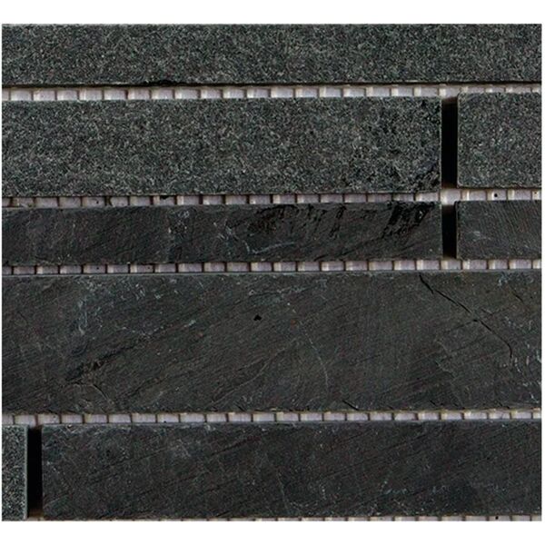 ston campione di mosaico pietra ardesianera 48x48 nero sp. 12 mm.