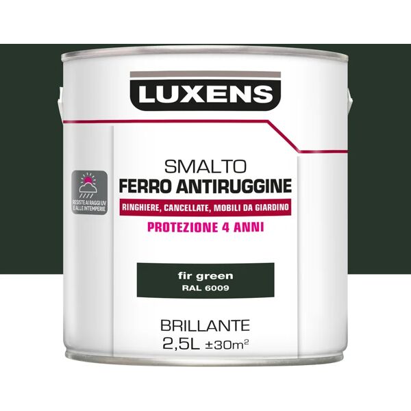 luxens vernice da esterno antiruggine per ferro  verde pino, 2.5 l