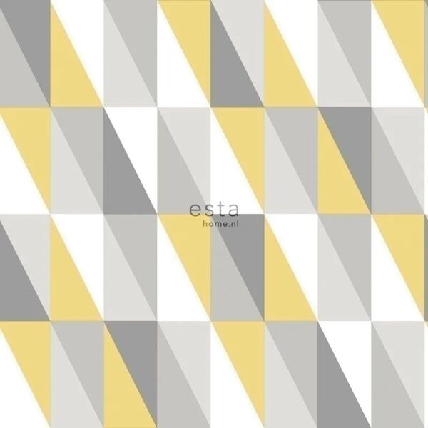 leroy merlin carta da parati triangoli art deco giallo e grigio, 53 cm x 10 m