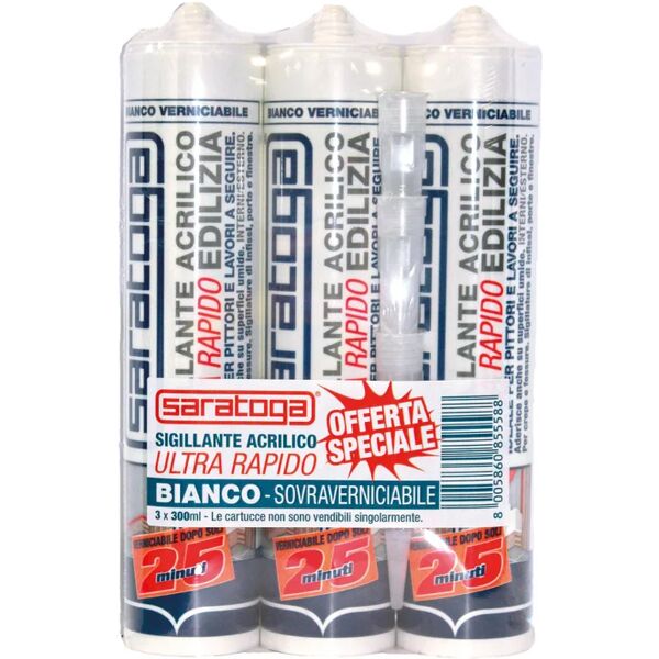 saratoga silicone sigillante  25 minuti rapido tris pack bianco 300 ml