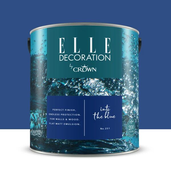 elle decoration pittura per interni super lavabile,  by crown blue into the blue 251 opaco, 2.5 l