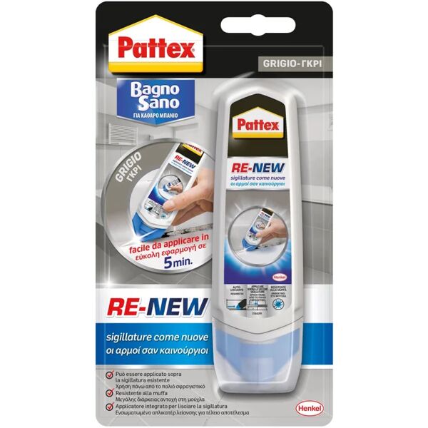 pattex silicone sigillante  bagno sano re-new grigio 100 ml