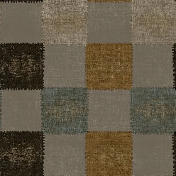 leroy merlin carta da parati plaid grigio oro, 53 cm x 10.05 m