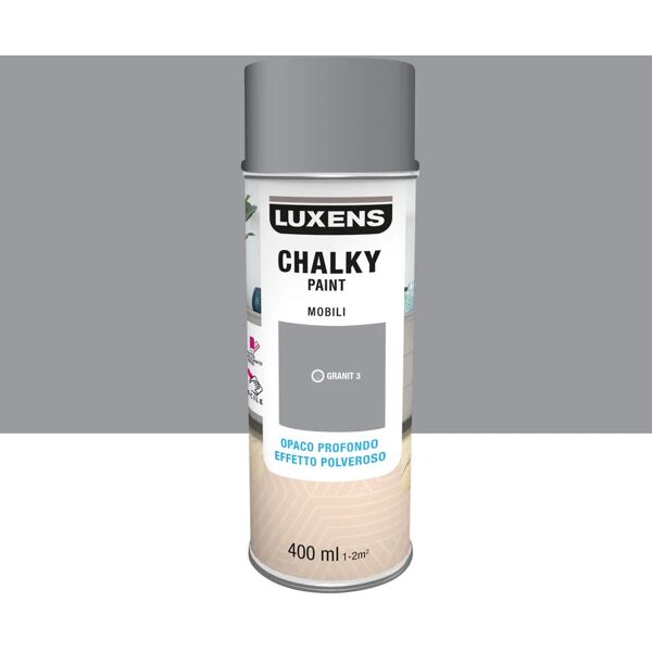 luxens smalto spray  chalky base solvente grigio granito 3 opaco 0.4 l