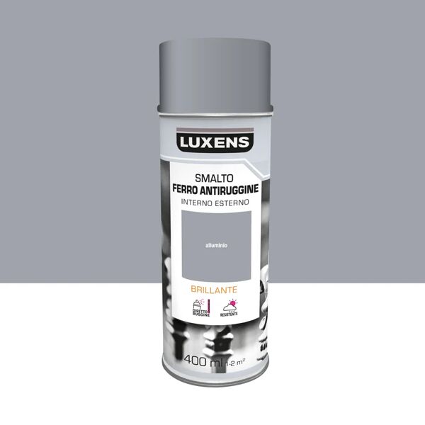 luxens smalto spray antiruggine base solvente  grigio silver lucido 0.4 l