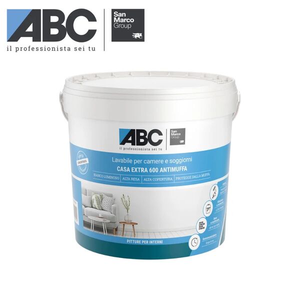 abc pittura per interni lavabile, antimuffa,  casa extra 600 san marco group bianco opaco, 4 l