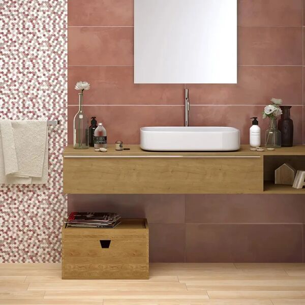 leroy merlin piastrella da rivestimento interno mood in gres naturale rosso 20 x 60 cm, sp 8 mm