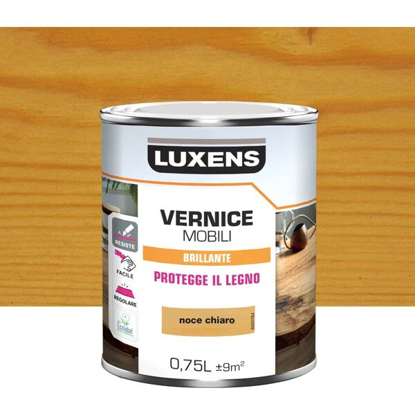 luxens vernice per legno da interno  noce chiaro lucido 0.75 lt