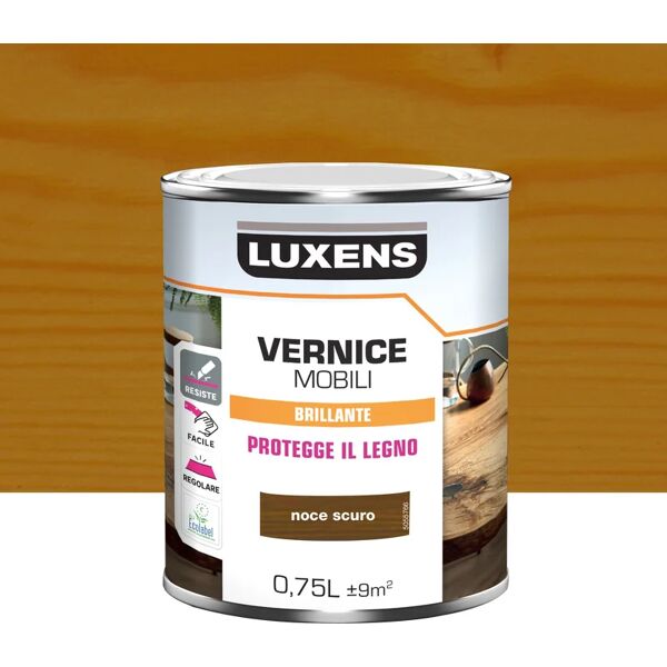 luxens vernice per legno da interno  noce scuro lucido 0.75 lt