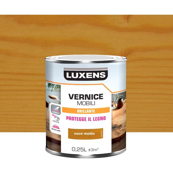 luxens vernice per legno da interno  noce medio lucido 0.25 lt