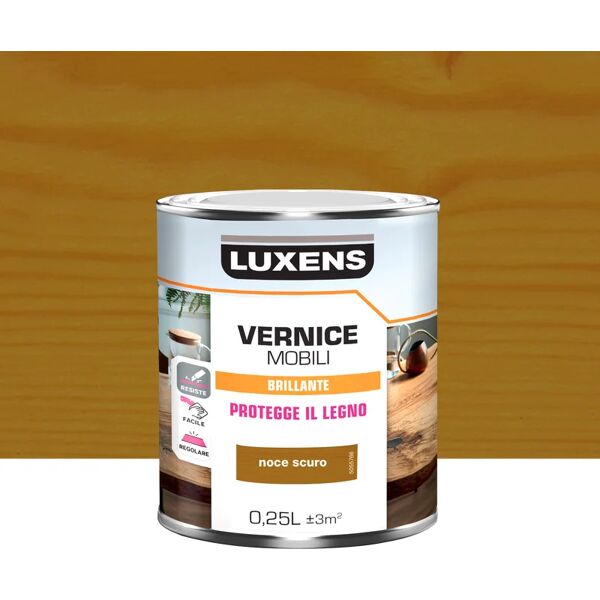 luxens vernice per legno da interno  noce scuro lucido 0.25 lt