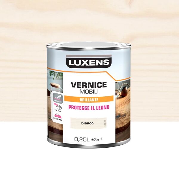 luxens vernice per legno da interno  bianco lucido 0.25 lt