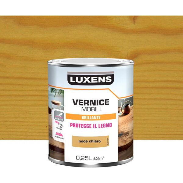 luxens vernice per legno da interno  noce chiaro lucido 0.25 lt