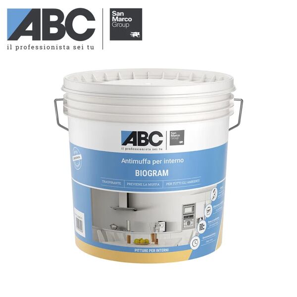 abc pittura per interni antimuffa,  biogram san marco group bianco opaco, 14 l