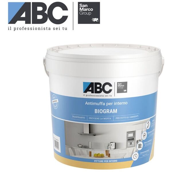 abc pittura per interni antimuffa,  biogram san marco group bianco opaco, 4 l