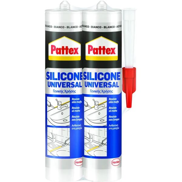 pattex silicone sigillante  silicone universale bianco 560 ml 2 pezzi