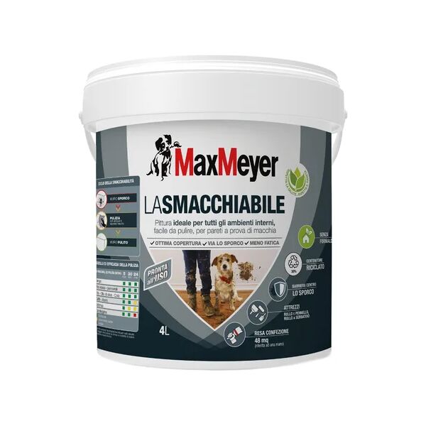 maxmeyer pittura per interni smacchiabile,  la smacchiabile bianco opaco, 4 l