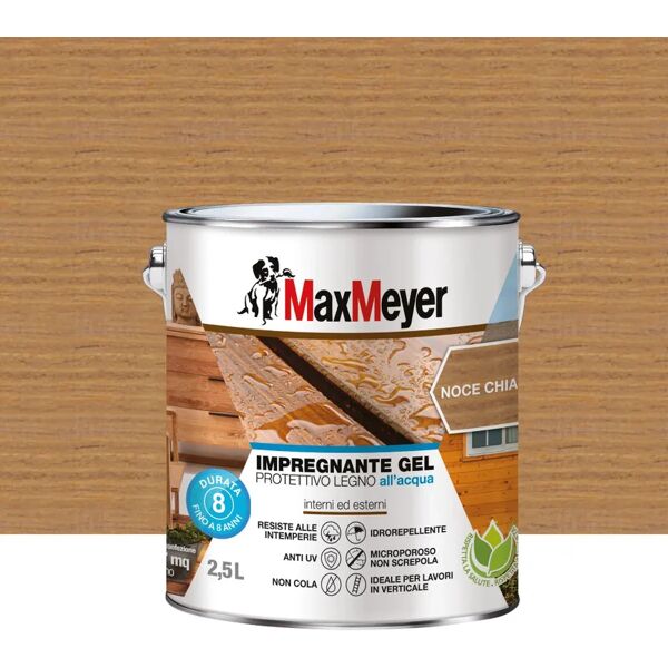 maxmeyer impregnante per legno da esterno a base acqua  gel noce chiaro opaco 2.5 lt