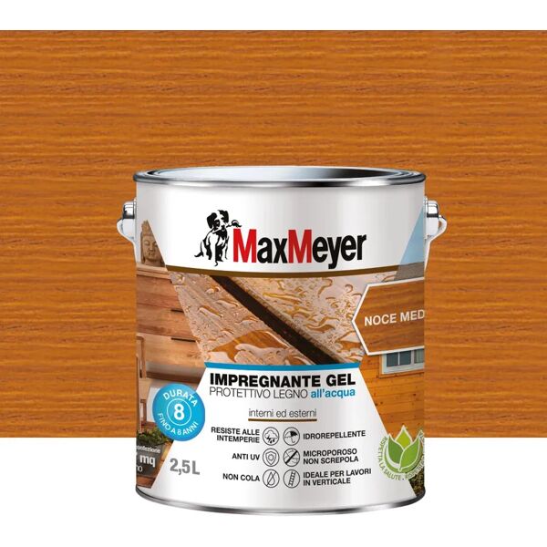 maxmeyer impregnante per legno da esterno a base acqua  gel noce medio opaco 2.5 lt