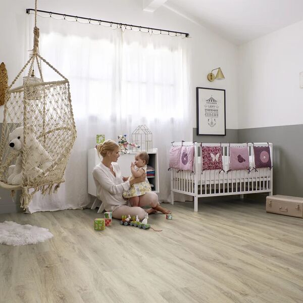 gerflor lastra pavimento in lvt  in spc flottante clic passaggio intenso kariba tau rovere taupe sp 4.5 mm