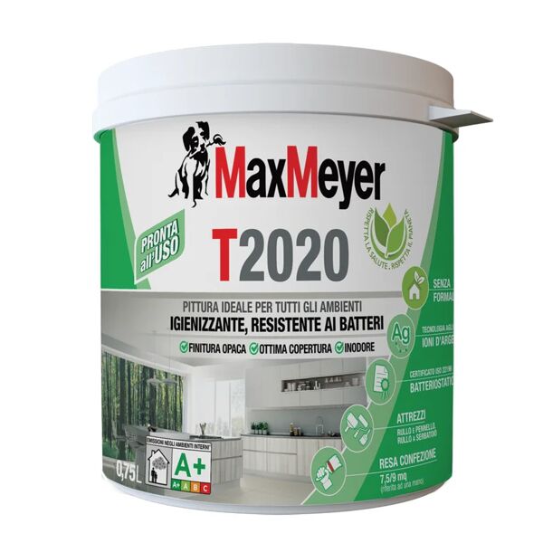 maxmeyer pittura per interni traspirante,  t2020 bianco opaco, 0.75 l