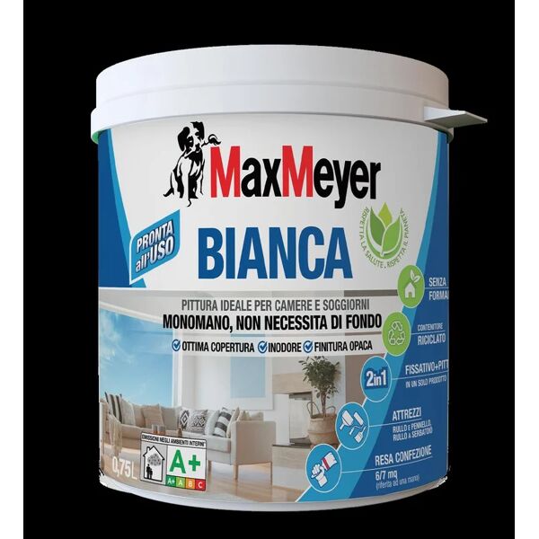 maxmeyer pittura per interni lavabile,  la bianca bianco opaco, 0.75 l