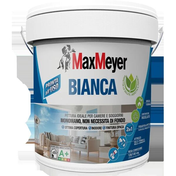 maxmeyer pittura per interni lavabile,  la bianca bianco opaco, 14 l