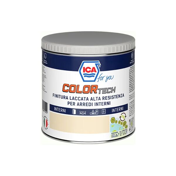 ica for you vernice per legno da interno  color tech bianco classico opaco 0.5 lt