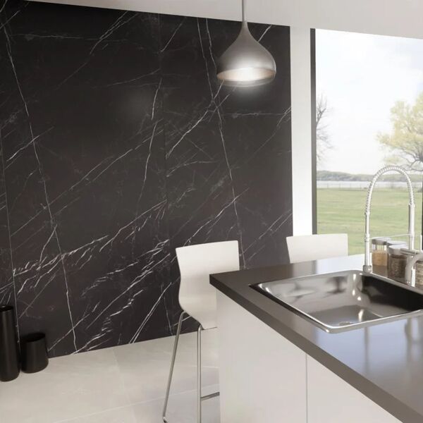 leroy merlin piastrella da pavimento e rivestimento interno rettificato marquina in gres porcellanato 120 x 270 cm, sp 0.6 mm traffico intenso (pei 4/5) r9