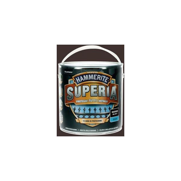 hammerite vernice da esterno antiruggine per ferro  superia marrone, 2.5 l