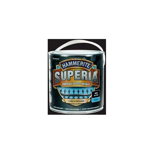 hammerite vernice da esterno antiruggine per ferro  superia nero, 2.5 l