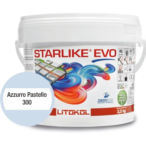 litokol stucco fuga-stop  starlike evo 300 azzurro pastello stucco epossidico bicomponente in confezione da 2,5 kg azzurro pastello