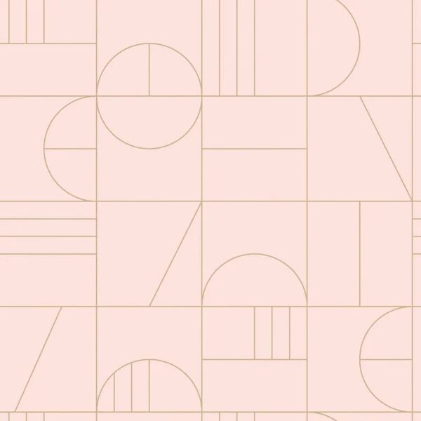 esta carta da parati geometrico art deco rosa, 53 cm x 10.05 m