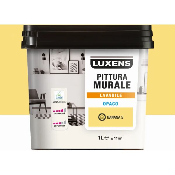 luxens pittura per interni lavabile,  giallo banana 5 opaco, 1 l