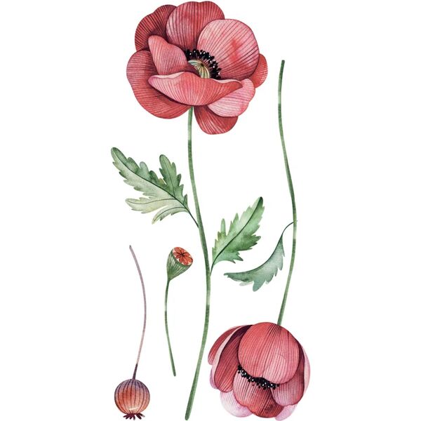 leroy merlin sticker poppies 15x31 cm multicolore, confezione da 2 fogli