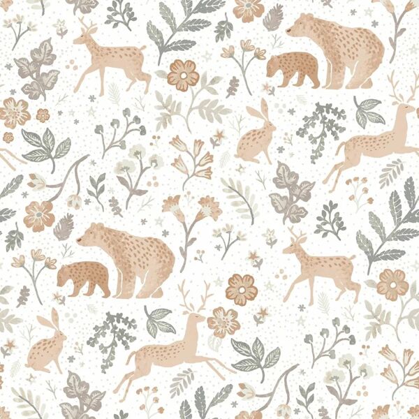 leroy merlin carta da parati animali della foresta verde, beige, 53 cm x 10.05 m