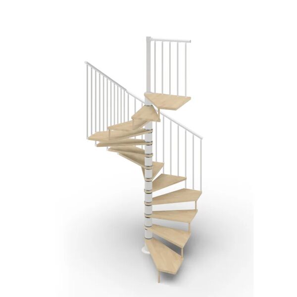 leroy merlin scala a chiocciola a base quadrata nara larghezza 180 cm, struttura in metallo bianco, gradini in legno faggio