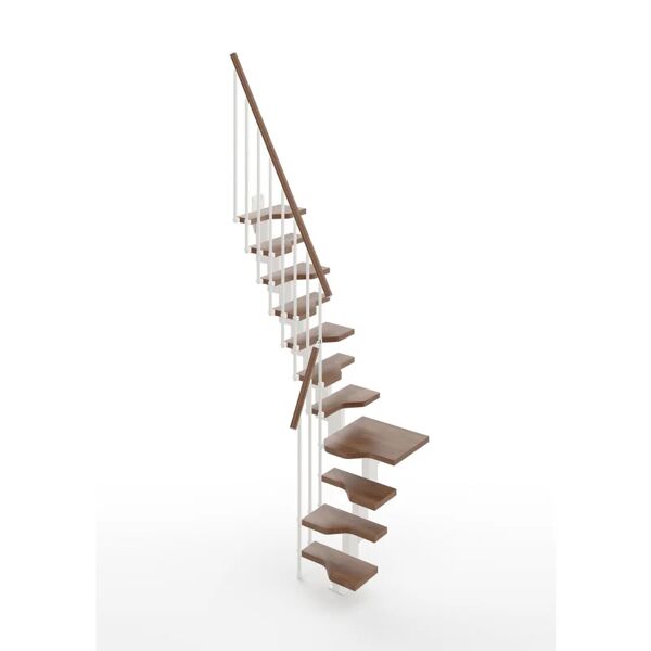 leroy merlin scala a rampa ¼ di giro e passo giapponese bria larghezza 61 cm, struttura in metallo bianco, gradini in legno noce