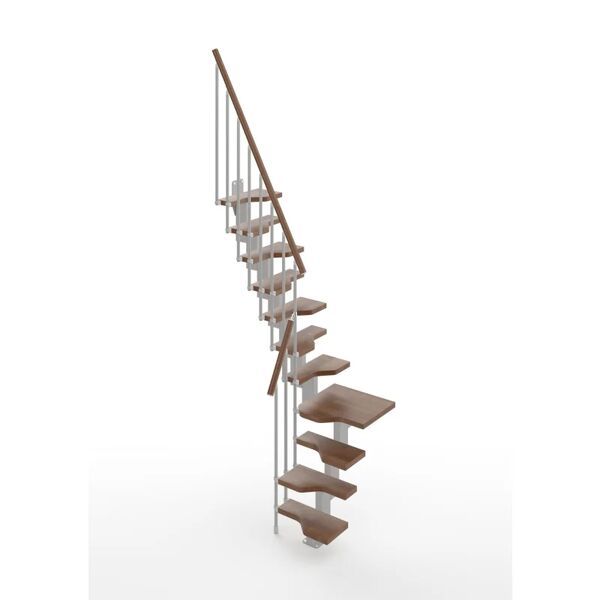 leroy merlin scala a rampa ¼ di giro e passo giapponese bria larghezza 61 cm, struttura in metallo grigio argento, gradini in legno noce