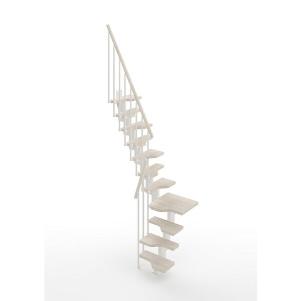 leroy merlin scala a rampa ¼ di giro e passo giapponese bria larghezza 61 cm, struttura in metallo bianco, gradini in legno bianco