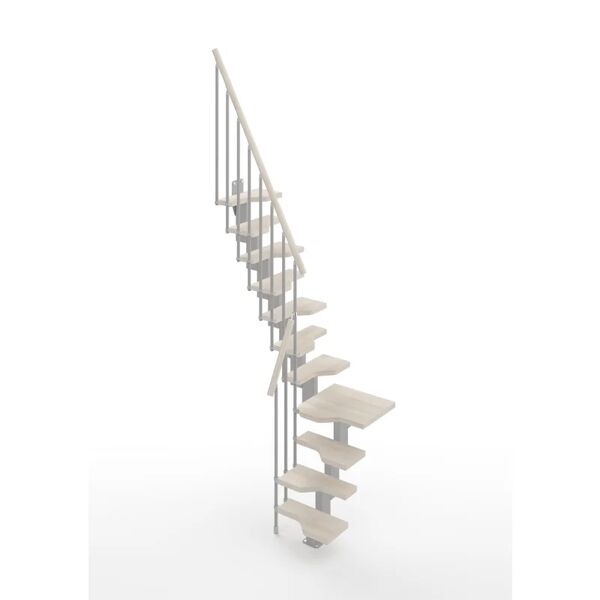 leroy merlin scala a rampa ¼ di giro e passo giapponese bria larghezza 61 cm, struttura in metallo grigio argento, gradini in legno bianco