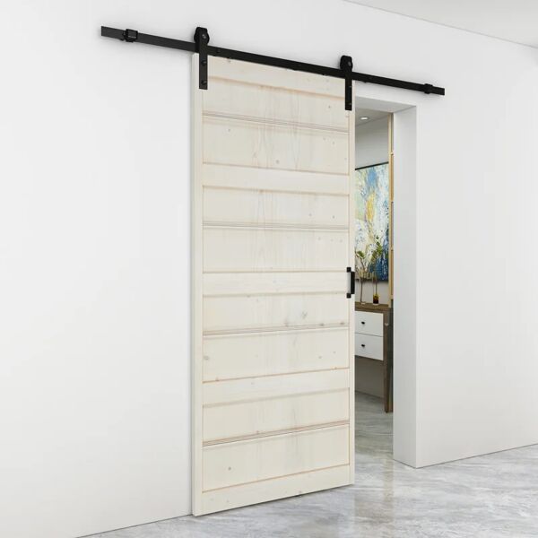 leroy merlin porta scorrevole storage in legno, l 96 x h 215 cm, con binario country nero