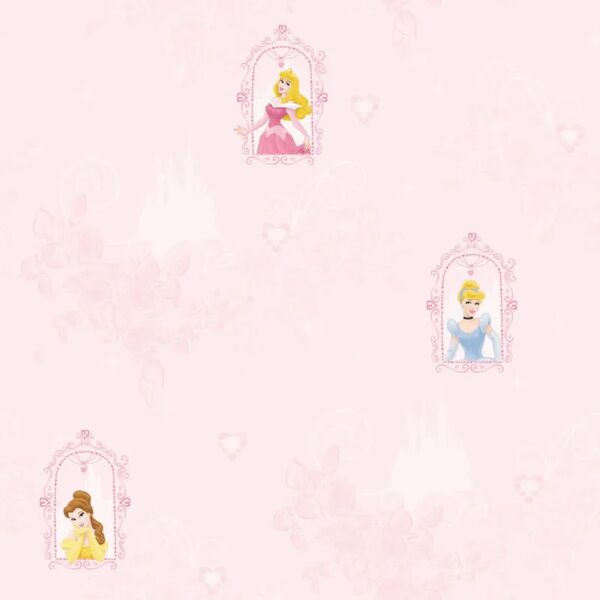 noordwand kids at home carta da parati princess fairytale dream rosa e gialla