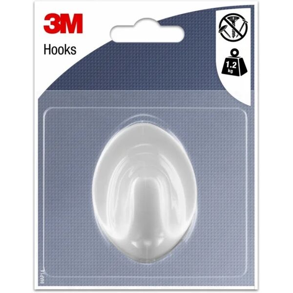 3m gancio adesivo forma ovale, bianco, l